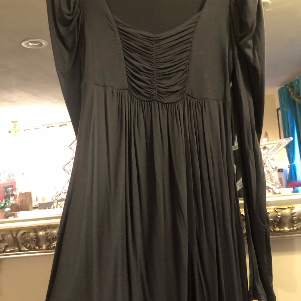 Soprano Charcoal Ruched Long Sleeve Dress